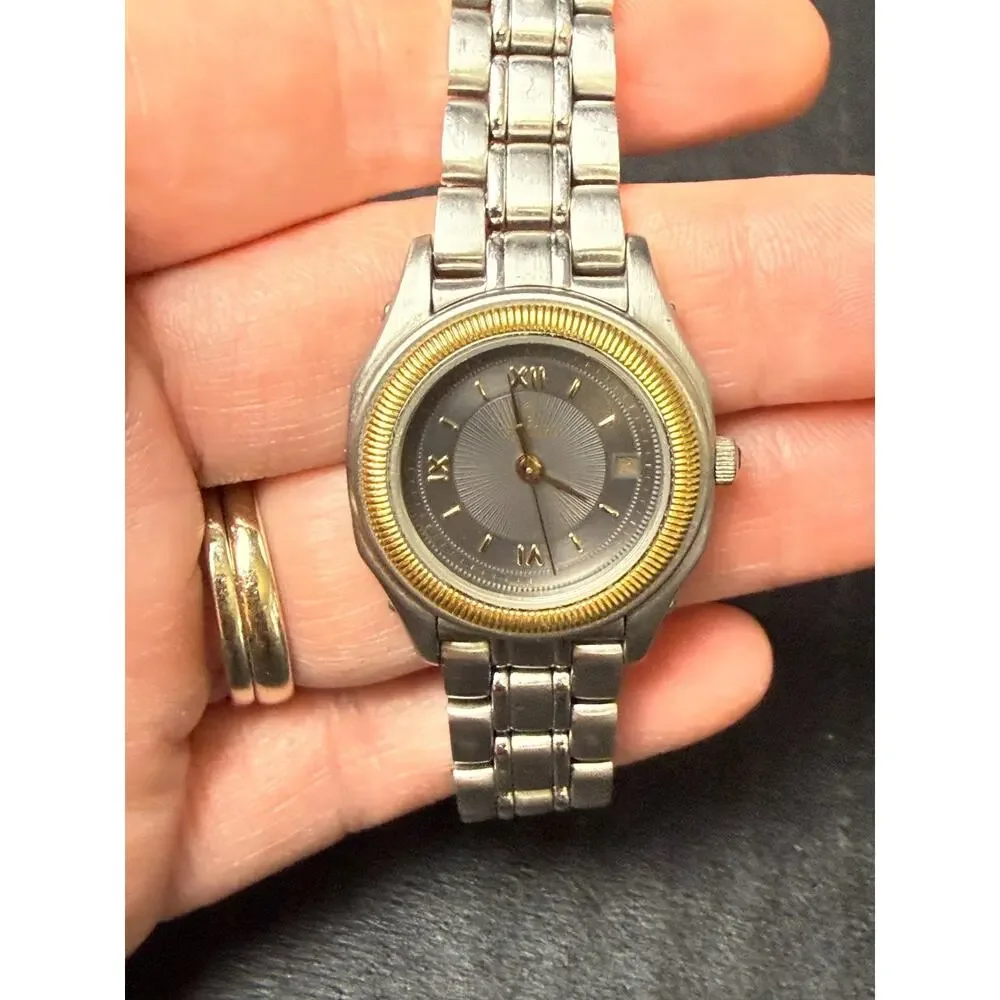 Vintage Concord Steeplechase 26mm 2Tone Face Gold & Steel Ladies Watch 15.36.260